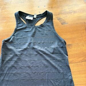 Athleta Black Racerback sheer mesh striped tank top
